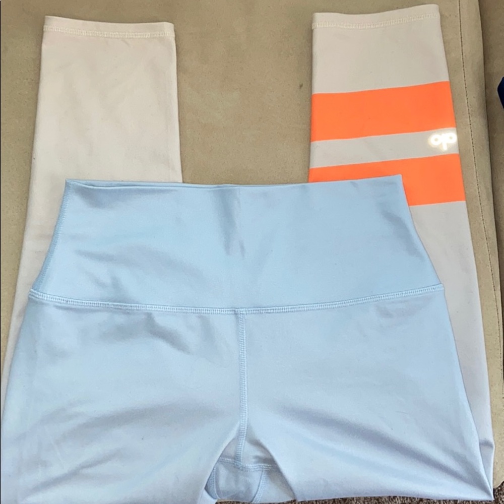 ALO Yoga Legging/ blue ombré with orange stripes